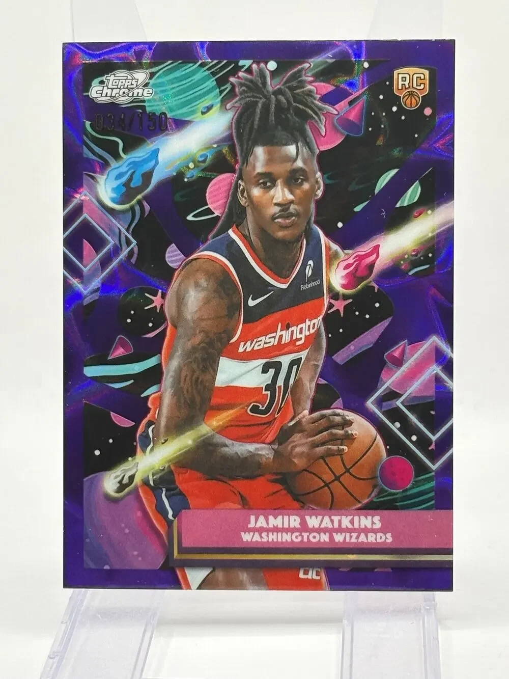 2025-26 Topps Chrome Cosmic Jamir Watkins Rookie Purple Nebula Refractor /150 RC